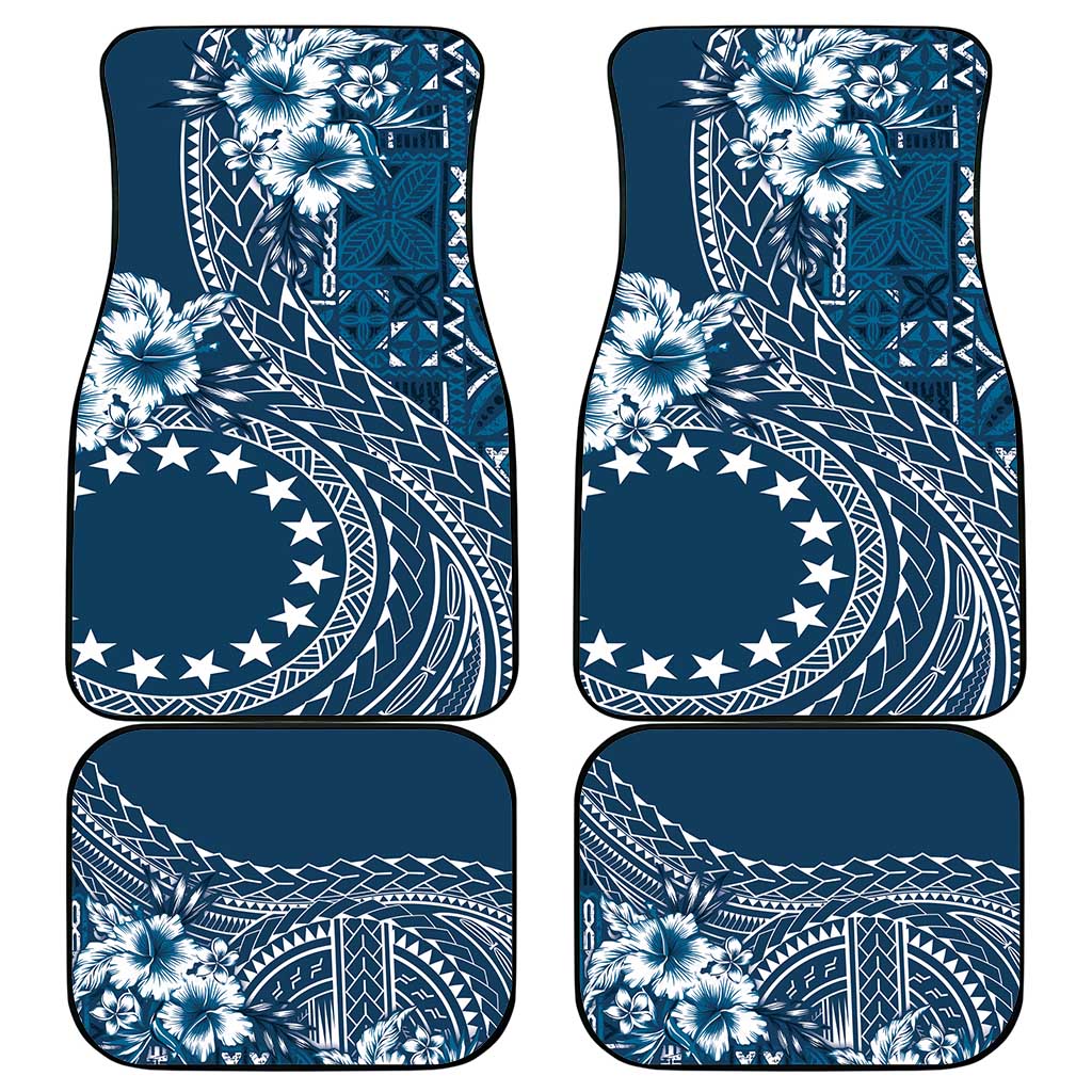 Kia Orana Cook Islands Car Mats Tiare and Stars - Navy Blue