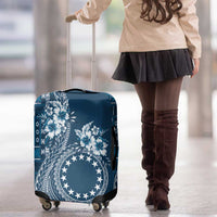 Kia Orana Cook Islands Luggage Cover Tiare and Stars - Navy Blue