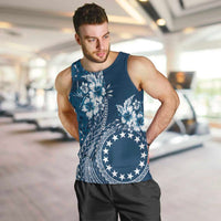 Kia Orana Cook Islands Men Tank Top Tiare and Stars - Navy Blue