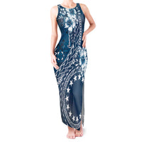 Kia Orana Cook Islands Tank Maxi Dress Tiare and Stars - Navy Blue
