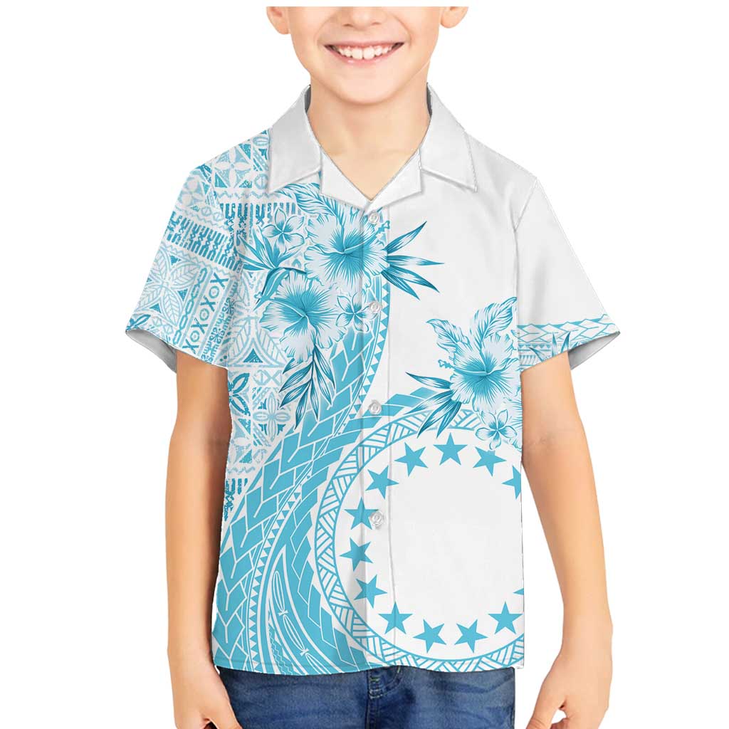 Kia Orana Cook Islands Family Matching Mermaid Dress and Hawaiian Shirt Tiare and Stars - Turquoise