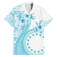 Kia Orana Cook Islands Family Matching Off Shoulder Short Dress and Hawaiian Shirt Tiare and Stars - Turquoise