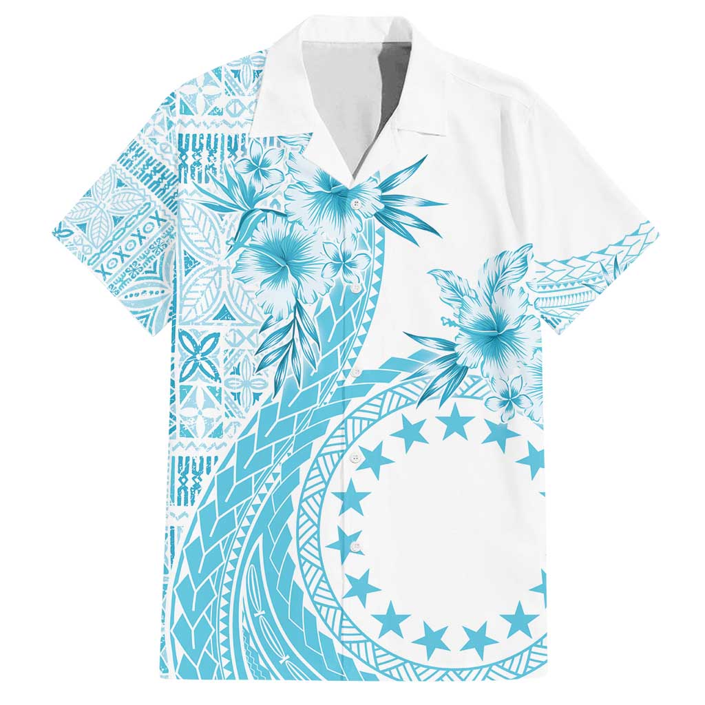 Kia Orana Cook Islands Family Matching Summer Maxi Dress and Hawaiian Shirt Tiare and Stars - Turquoise