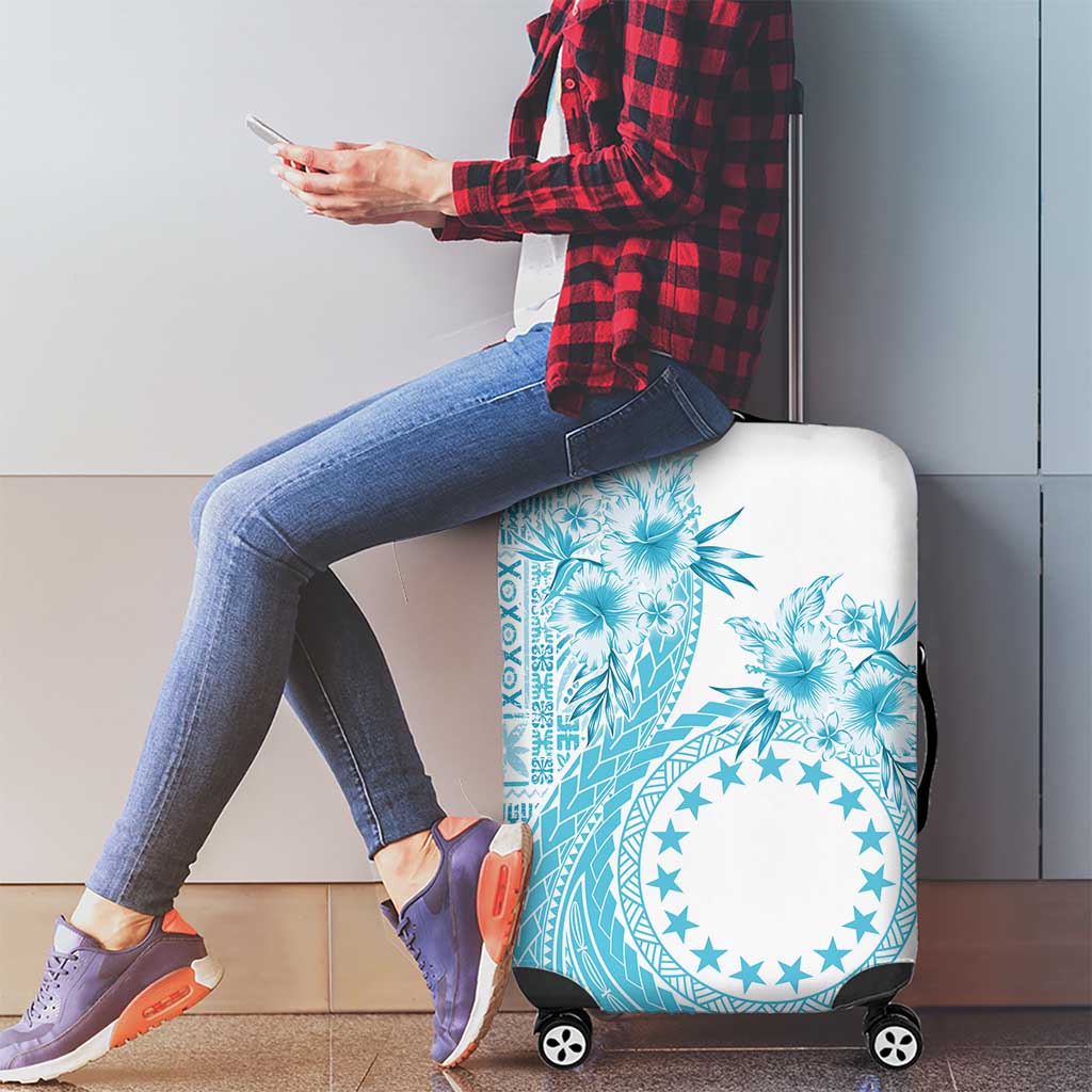 Kia Orana Cook Islands Luggage Cover Tiare and Stars - Turquoise