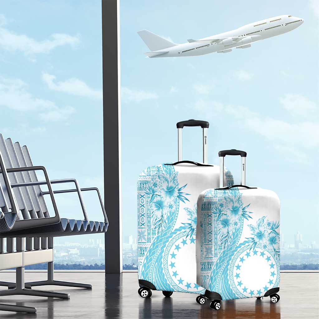 Kia Orana Cook Islands Luggage Cover Tiare and Stars - Turquoise