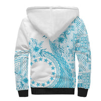 Kia Orana Cook Islands Sherpa Hoodie Tiare and Stars - Turquoise