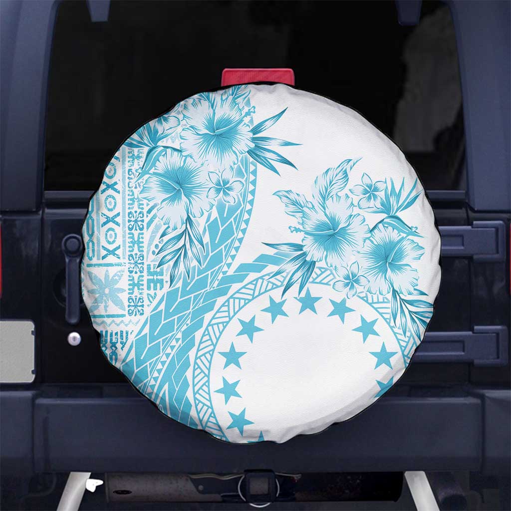 Kia Orana Cook Islands Spare Tire Cover Tiare and Stars - Turquoise LT7 - Polynesian Pride