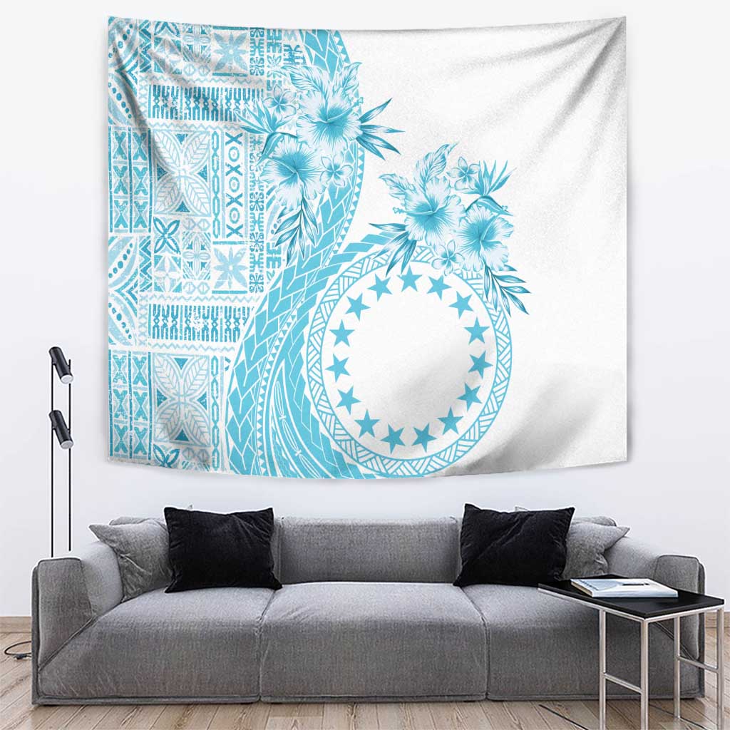 Kia Orana Cook Islands Tapestry Tiare and Stars - Turquoise LT7 Turquoise - Polynesian Pride