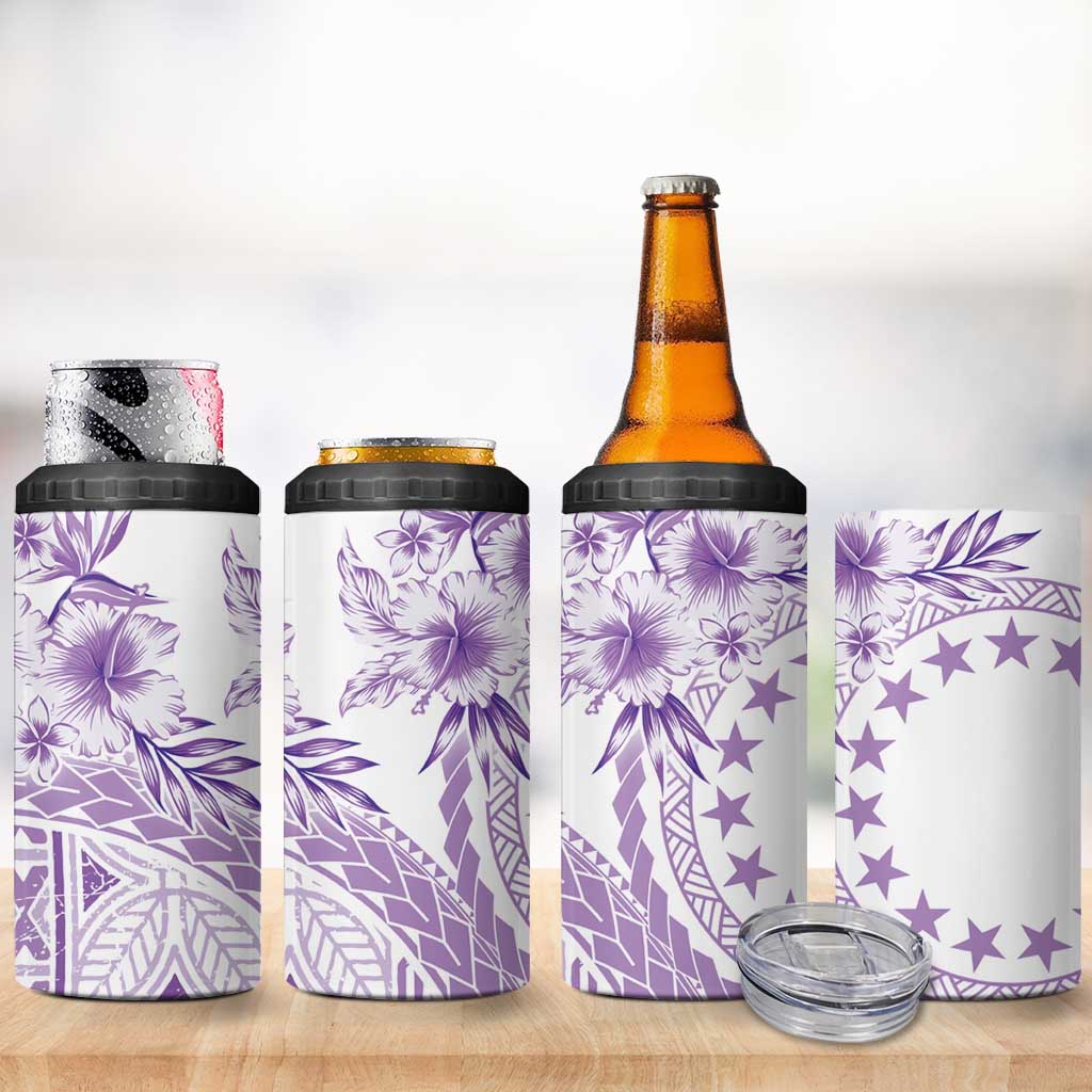Kia Orana Cook Islands 4 in 1 Can Cooler Tumbler Tiare & Stars - Lavender