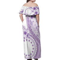Kia Orana Cook Islands Family Matching Off Shoulder Maxi Dress and Hawaiian Shirt Tiare and Stars - Lavender