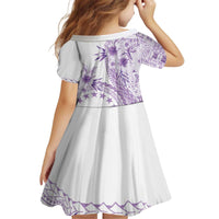 Kia Orana Cook Islands Family Matching Off Shoulder Short Dress and Hawaiian Shirt Tiare and Stars - Lavender