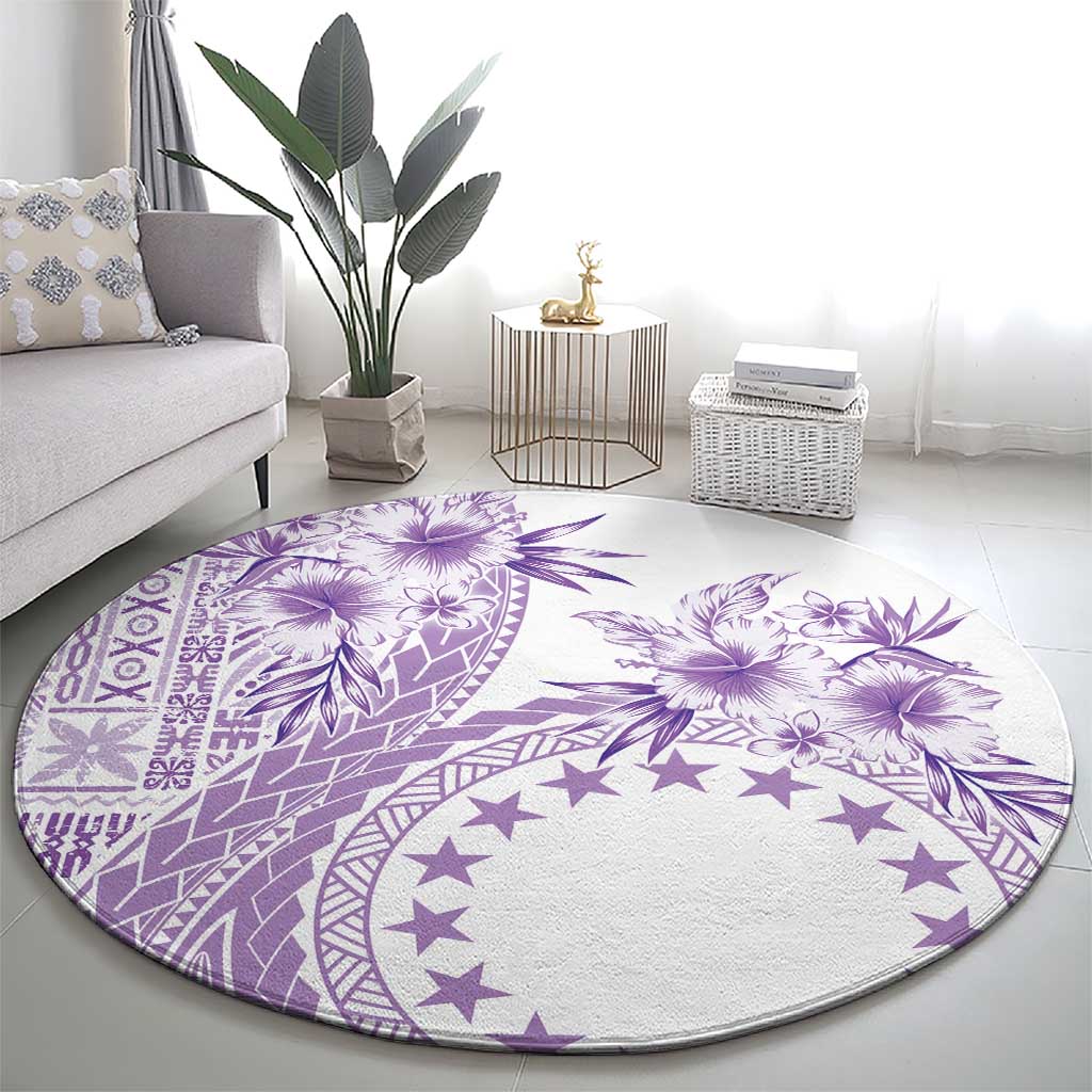 Kia Orana Cook Islands Round Carpet Tiare and Stars - Lavender LT7 - Polynesian Pride
