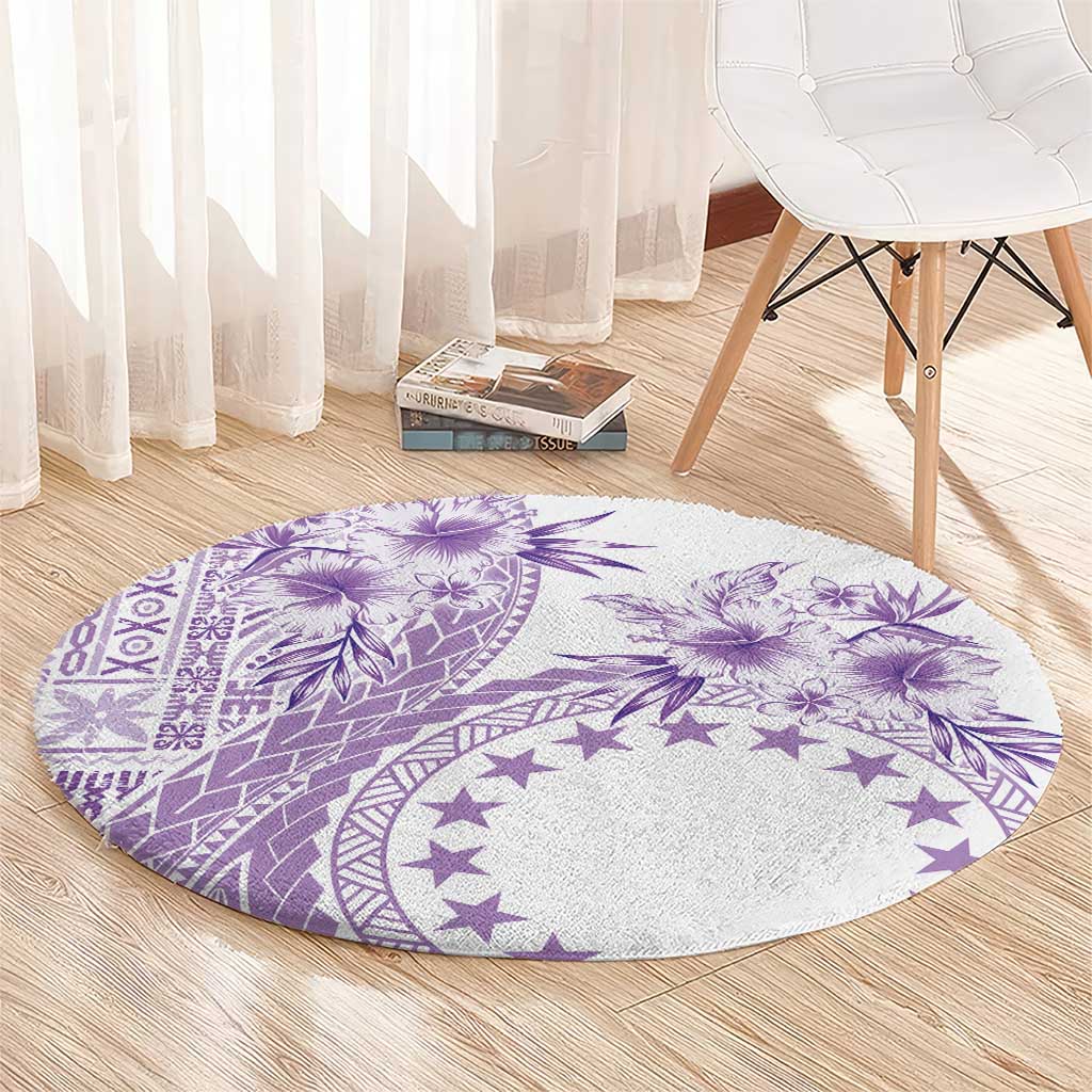 Kia Orana Cook Islands Round Carpet Tiare and Stars - Lavender LT7 - Polynesian Pride
