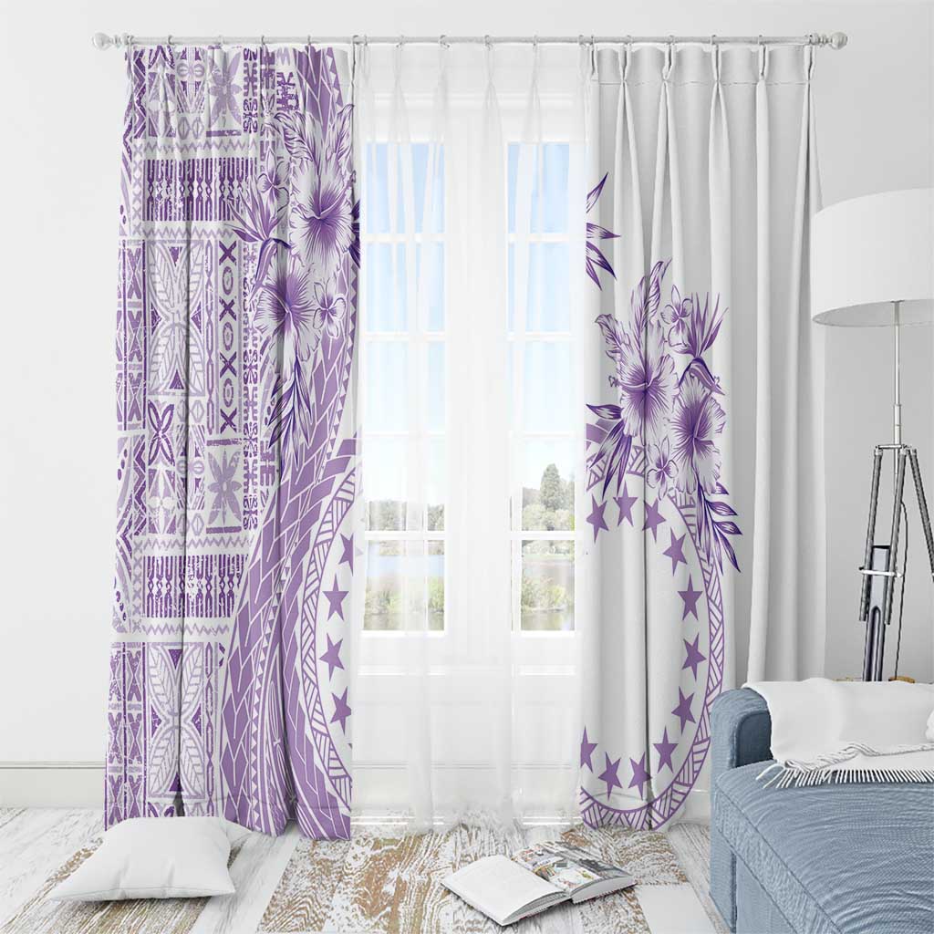 Kia Orana Cook Islands Window Curtain Tiare and Stars - Lavender