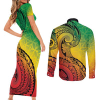Vanuatu 45th Independence Anniversary Couples Matching Short Sleeve Bodycon Dress and Long Sleeve Button Shirt Ni-Van Sandroing LT7 - Polynesian Pride