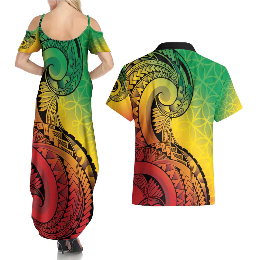 Vanuatu 45th Independence Anniversary Couples Matching Summer Maxi Dress and Hawaiian Shirt Ni-Van Sandroing - Polynesian Pride