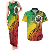 Vanuatu 45th Independence Anniversary Couples Matching Tank Maxi Dress and Hawaiian Shirt Ni-Van Sandroing - Polynesian Pride