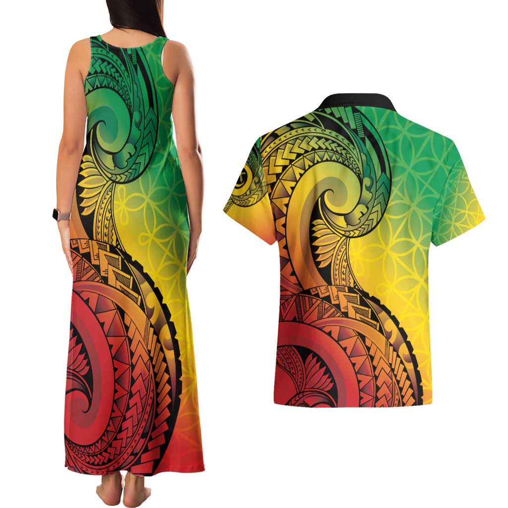 Vanuatu 45th Independence Anniversary Couples Matching Tank Maxi Dress and Hawaiian Shirt Ni-Van Sandroing - Polynesian Pride