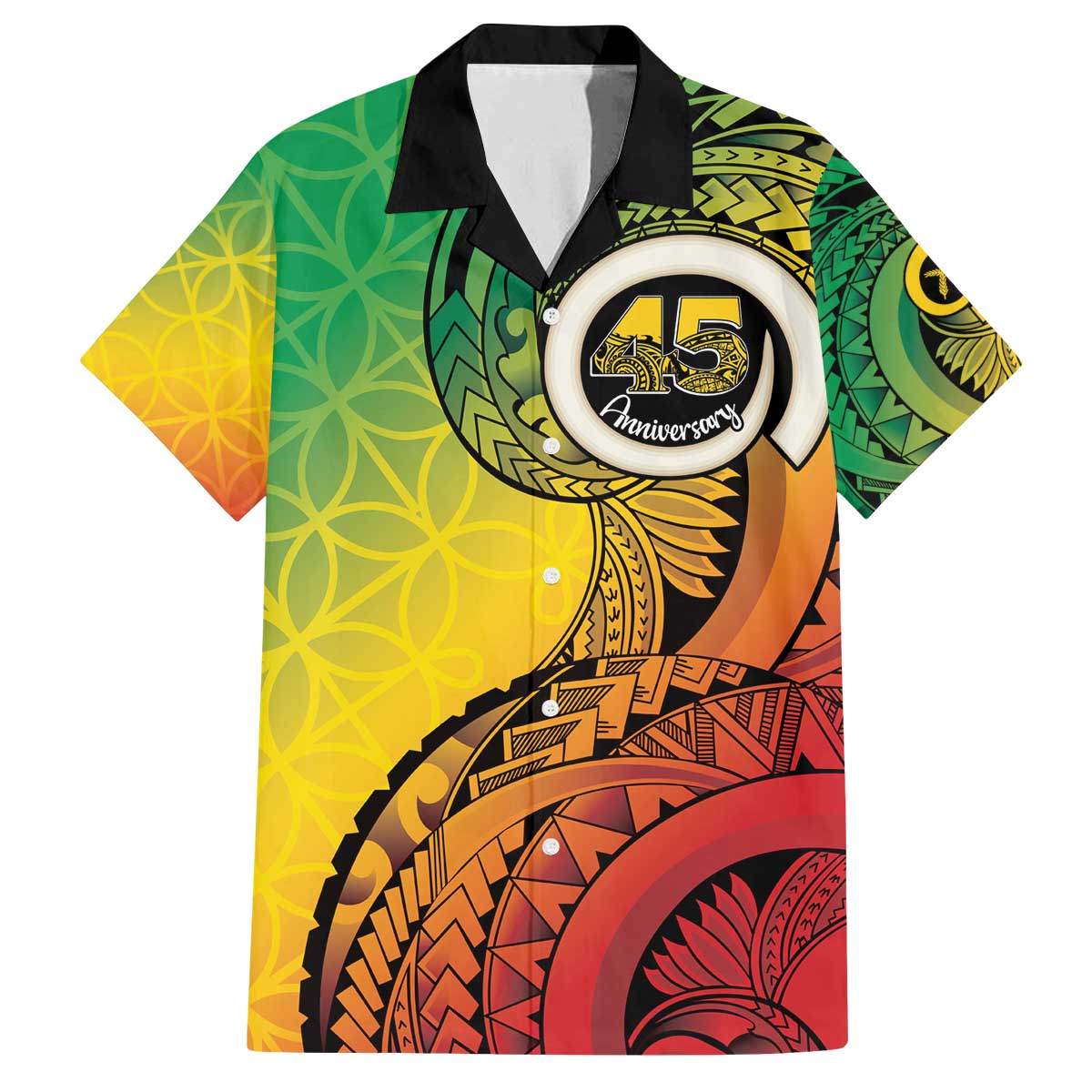 Vanuatu 45th Independence Anniversary Family Matching Off The Shoulder Long Sleeve Dress and Hawaiian Shirt Ni-Van Sandroing - Polynesian Pride
