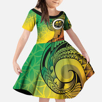 Vanuatu 45th Independence Anniversary Family Matching Puletasi and Hawaiian Shirt Ni-Van Sandroing LT7 Daughter's Dress Colorful - Polynesian Pride