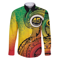 Vanuatu 45th Independence Anniversary Family Matching Puletasi and Hawaiian Shirt Ni-Van Sandroing LT7 Dad's Shirt - Long Sleeve Colorful - Polynesian Pride