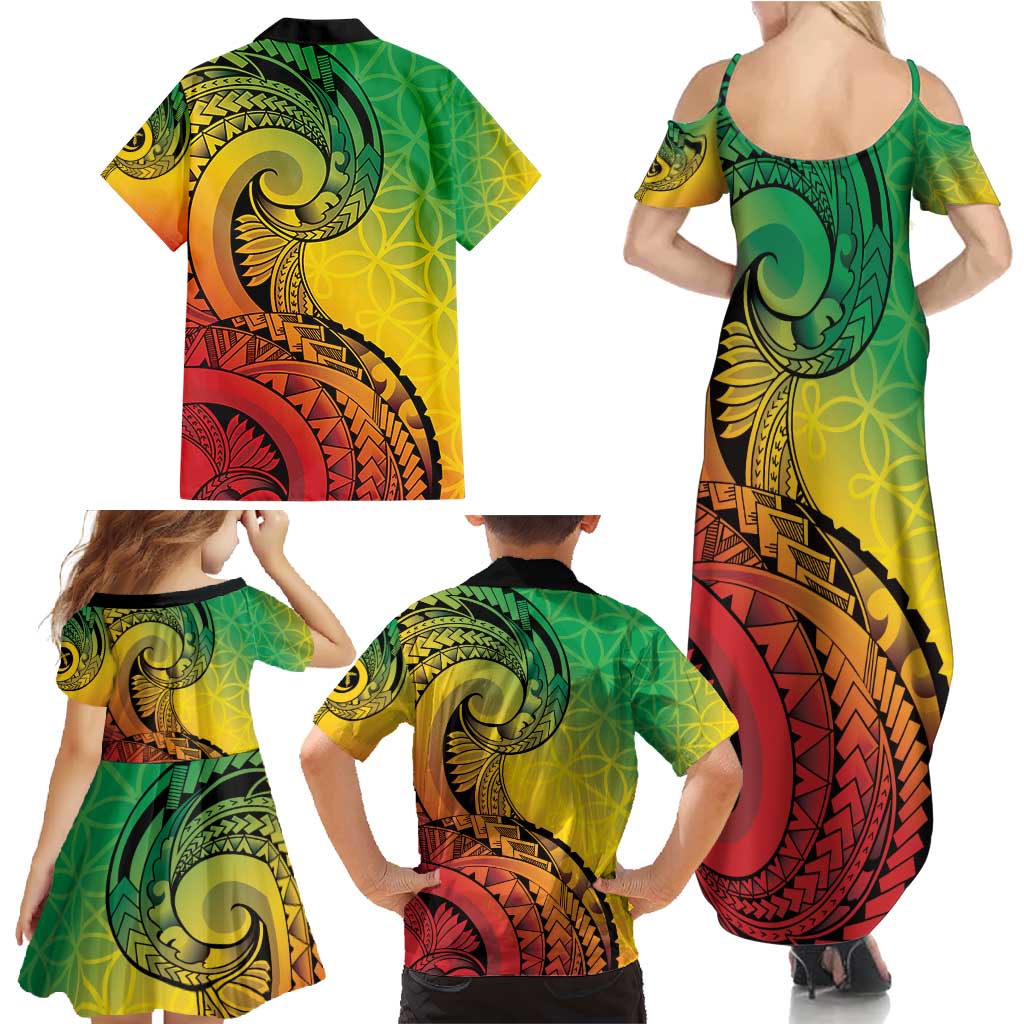 Vanuatu 45th Independence Anniversary Family Matching Summer Maxi Dress and Hawaiian Shirt Ni-Van Sandroing - Polynesian Pride