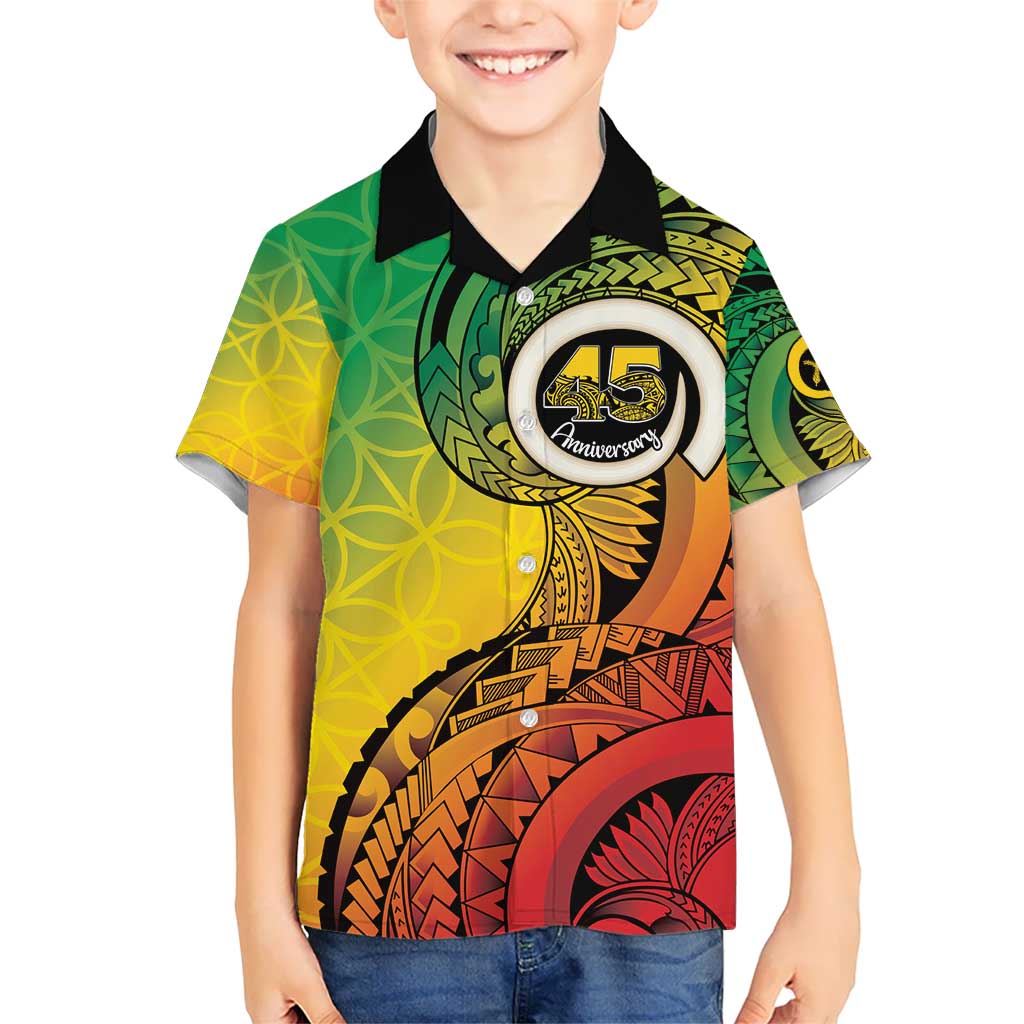 Vanuatu 45th Independence Anniversary Kid Hawaiian Shirt Ni-Van Sandroing - Polynesian Pride