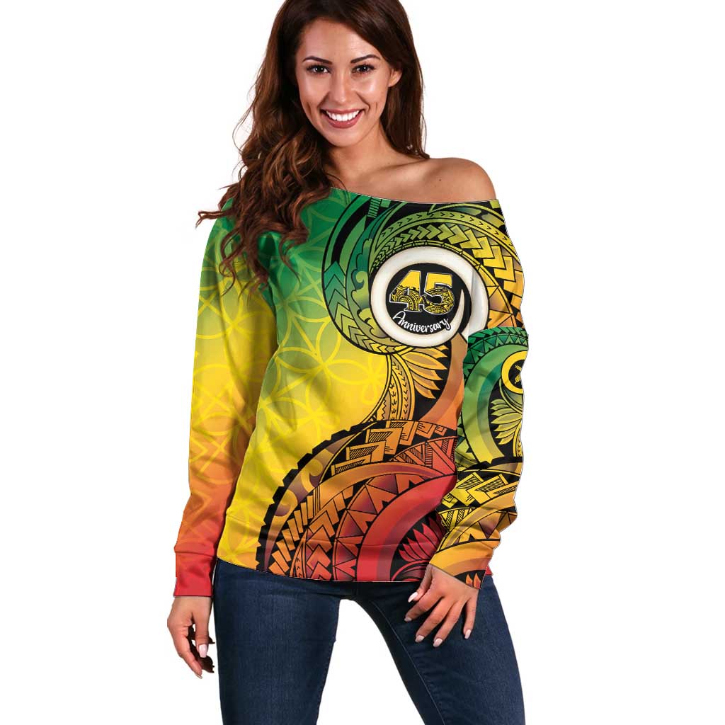 Vanuatu 45th Independence Anniversary Off Shoulder Sweater Ni-Van Sandroing - Polynesian Pride