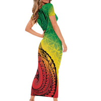 Vanuatu 45th Independence Anniversary Short Sleeve Bodycon Dress Ni-Van Sandroing - Polynesian Pride