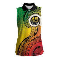 Vanuatu 45th Independence Anniversary Women Sleeveless Polo Shirt Ni-Van Sandroing LT7 Female Colorful - Polynesian Pride