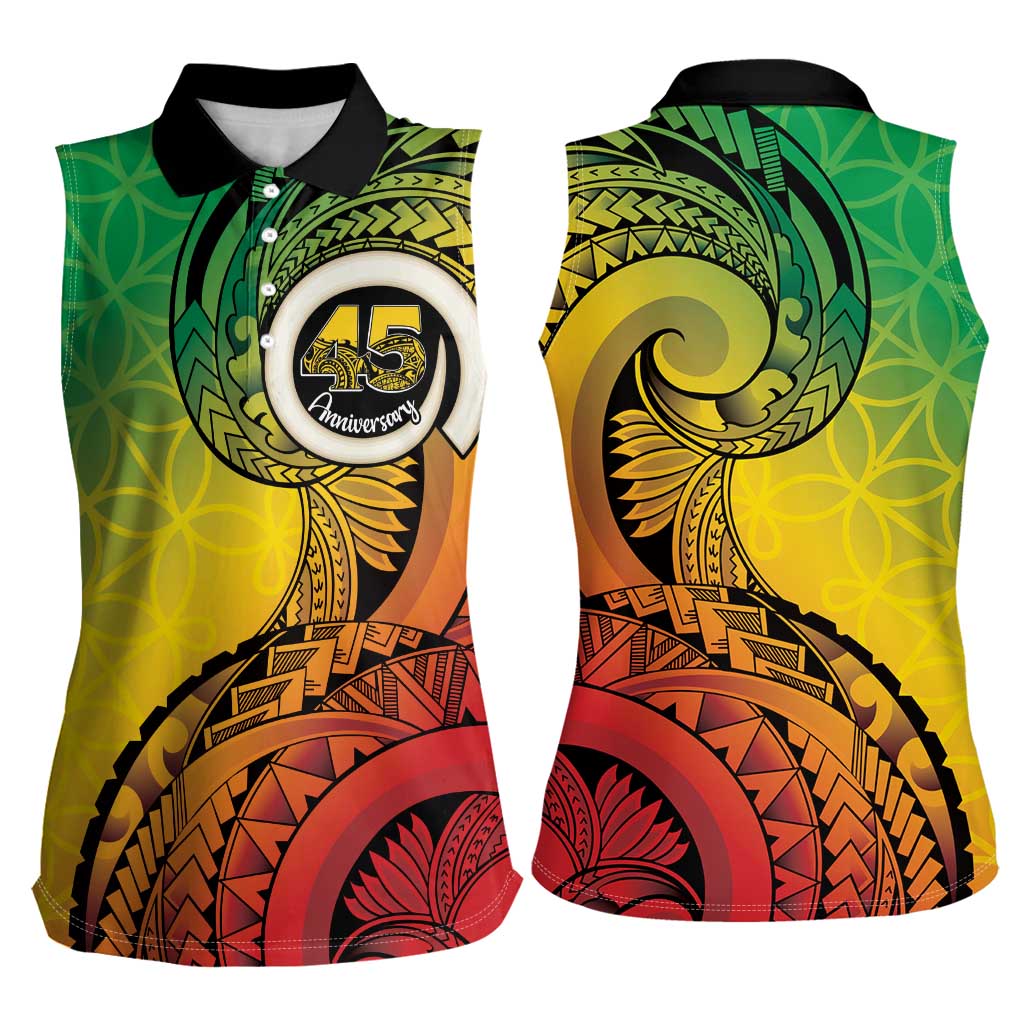 Vanuatu 45th Independence Anniversary Women Sleeveless Polo Shirt Ni-Van Sandroing LT7 - Polynesian Pride