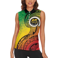 Vanuatu 45th Independence Anniversary Women Sleeveless Polo Shirt Ni-Van Sandroing LT7 - Polynesian Pride