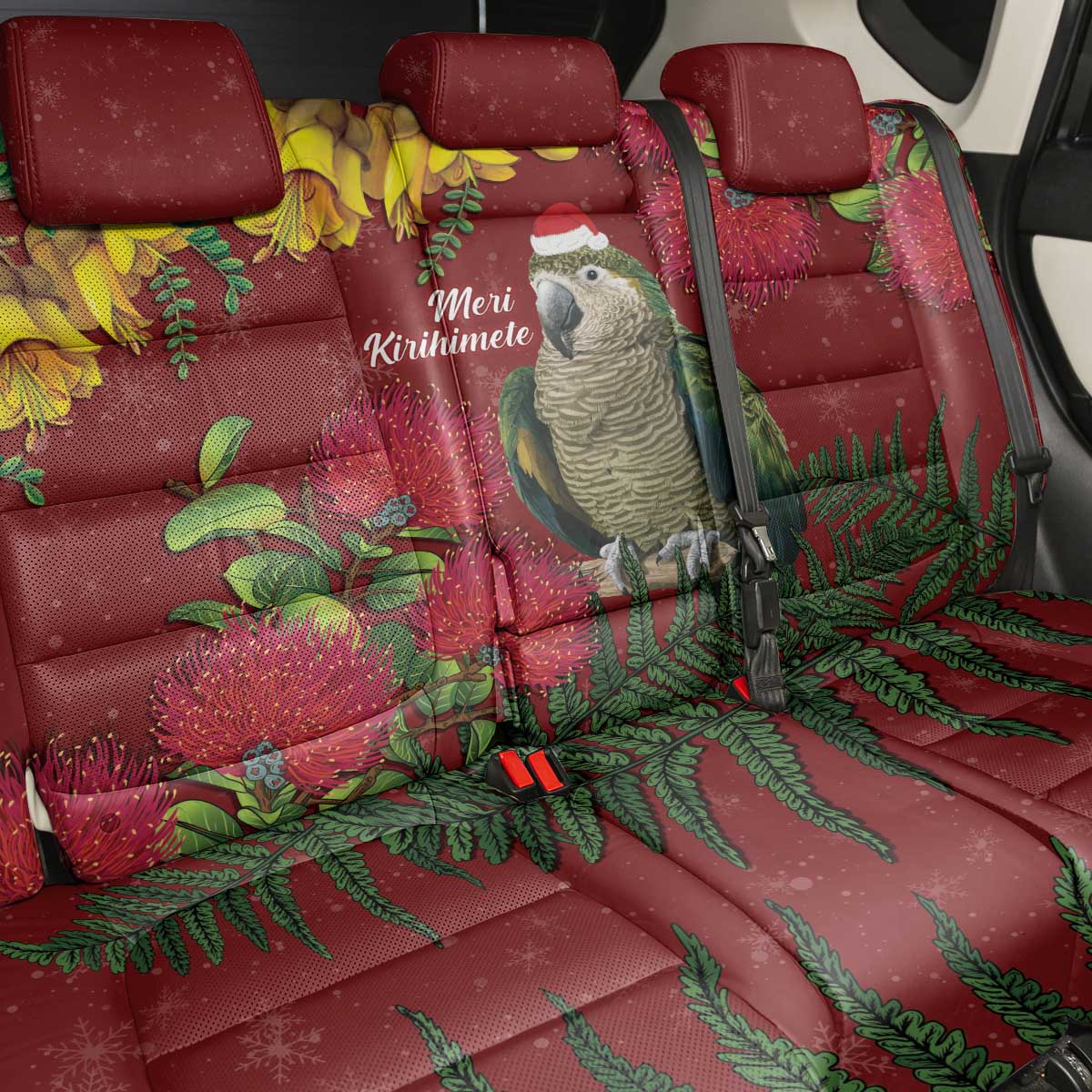 Kakapo Bird New Zealand Back Car Seat Cover Floral Christmas
