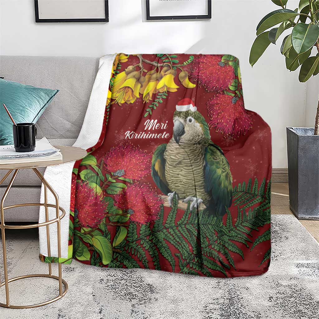 Kakapo Bird New Zealand Blanket Floral Christmas
