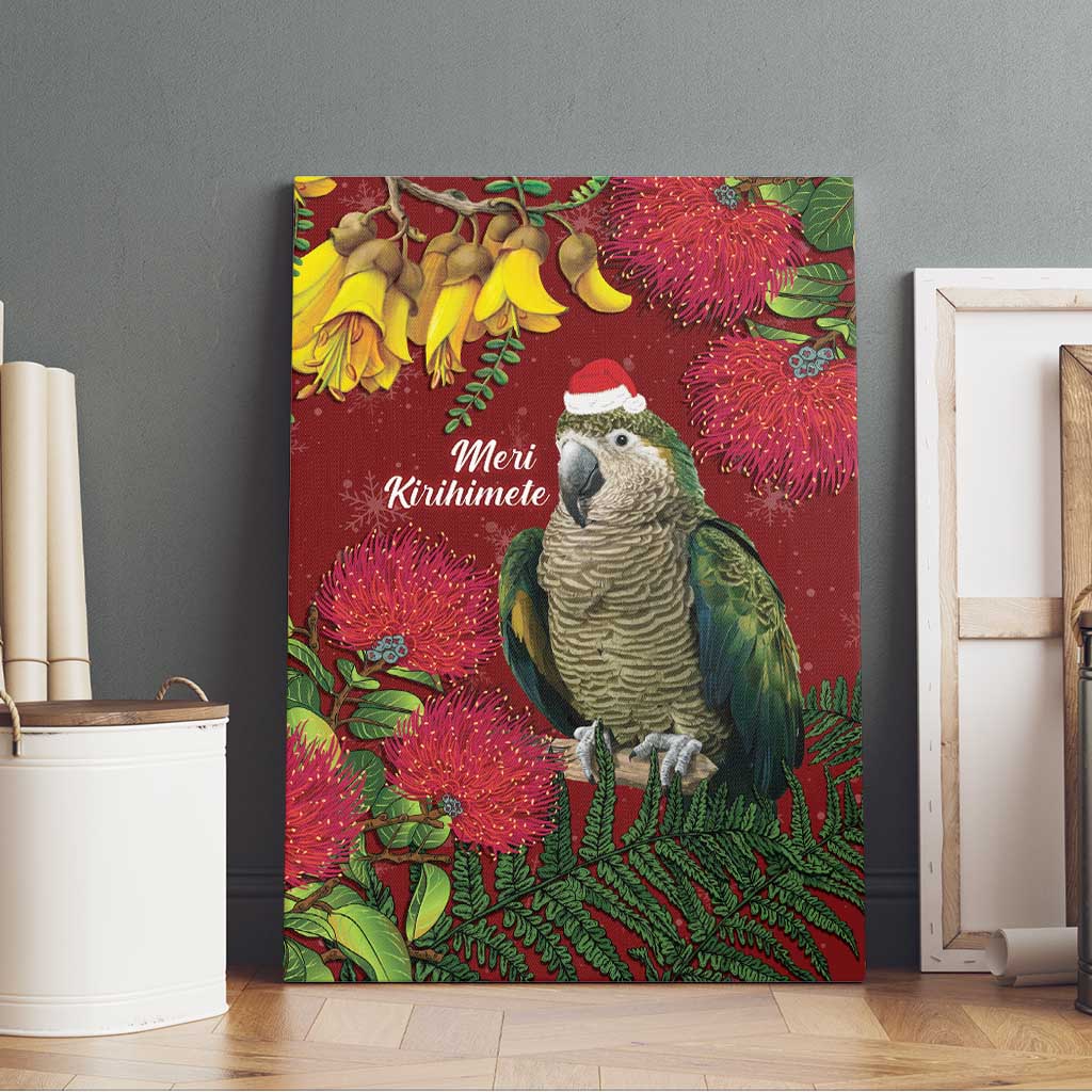 Kakapo Bird New Zealand Canvas Wall Art Floral Christmas