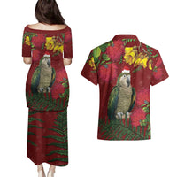 Kakapo Bird New Zealand Couples Matching Puletasi and Hawaiian Shirt Floral Christmas