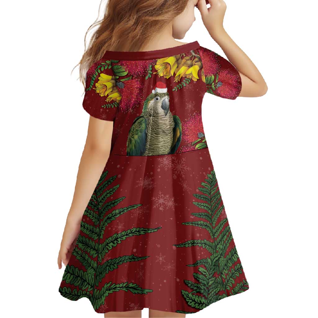 Kakapo Bird New Zealand Family Matching Long Sleeve Bodycon Dress and Hawaiian Shirt Floral Christmas