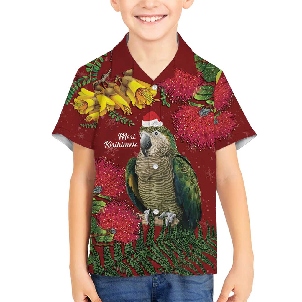 Kakapo Bird New Zealand Family Matching Long Sleeve Bodycon Dress and Hawaiian Shirt Floral Christmas