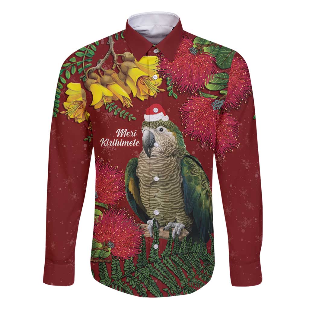 Kakapo Bird New Zealand Family Matching Off Shoulder Short Dress and Hawaiian Shirt Floral Christmas