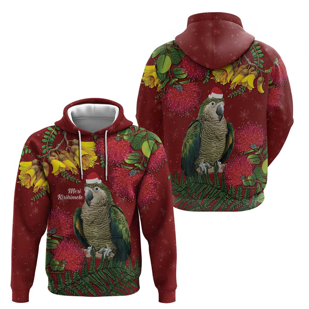 Kakapo Bird New Zealand Hoodie Floral Christmas