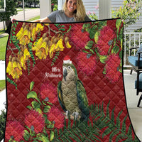 Kakapo Bird New Zealand Quilt Floral Christmas LT7 Red - Polynesian Pride