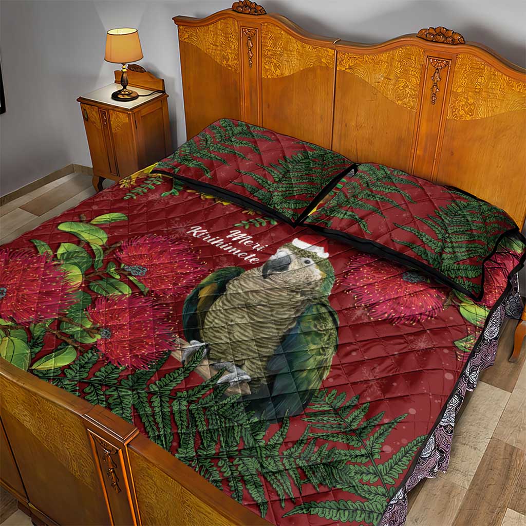 Kakapo Bird New Zealand Quilt Bed Set Floral Christmas