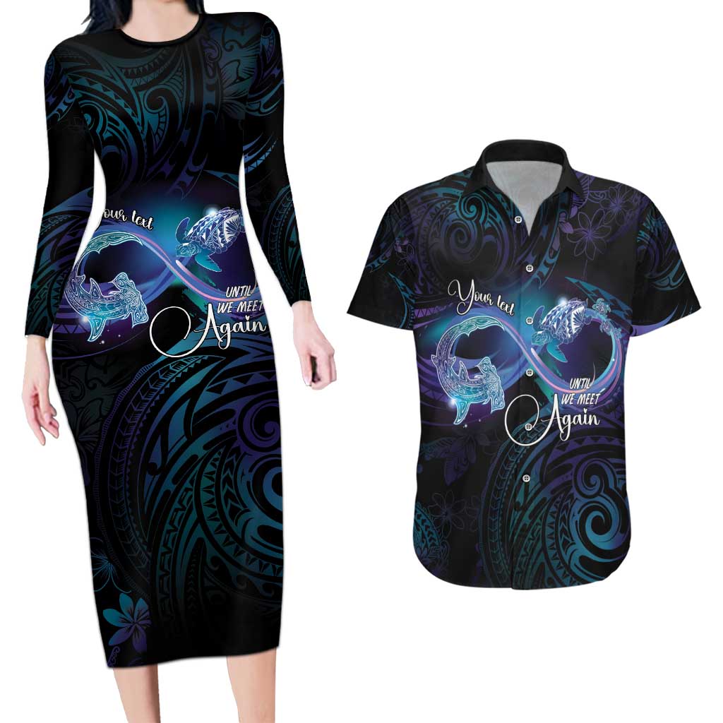 Polynesian Personalized Memorial Couples Matching Long Sleeve Bodycon Dress and Hawaiian Shirt Oceanic Infinity Symbol - Until We Meet Again - Polynesian Pride