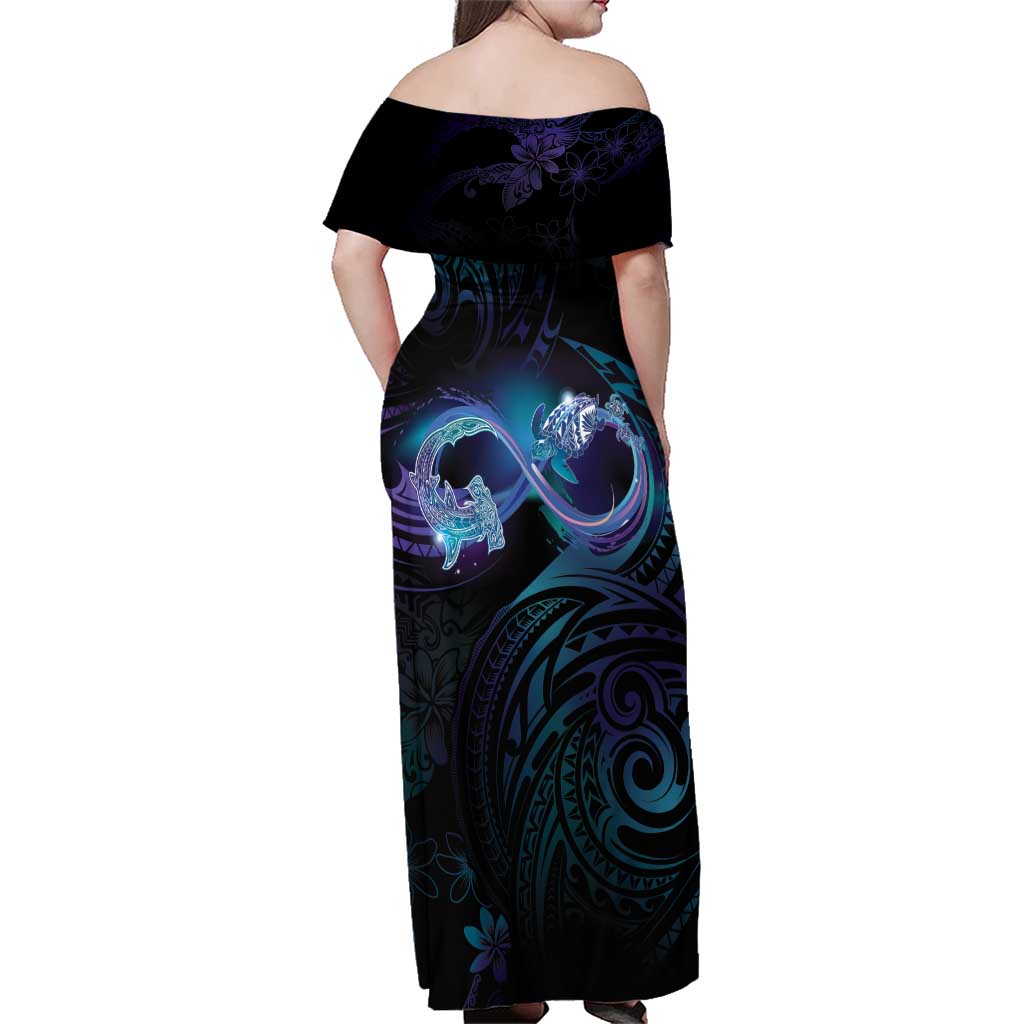 Polynesian Personalized Memorial Family Matching Off Shoulder Maxi Dress and Hawaiian Shirt Oceanic Infinity Symbol - Until We Meet Again - Polynesian Pride