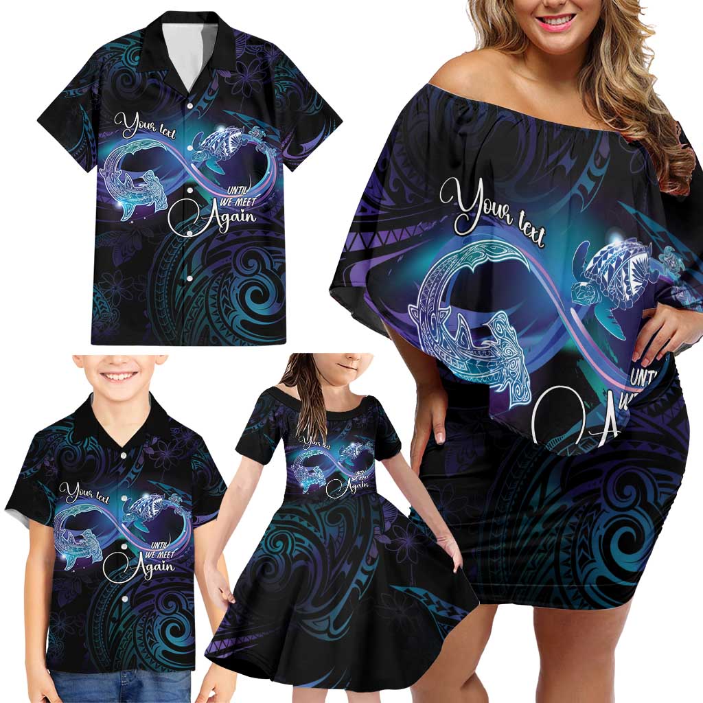 Polynesian Personalized Memorial Family Matching Off Shoulder Short Dress and Hawaiian Shirt Oceanic Infinity Symbol - Until We Meet Again - Polynesian Pride