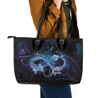 Polynesian Personalized Memorial Leather Tote Bag Oceanic Infinity Symbol - Until We Meet Again - Polynesian Pride