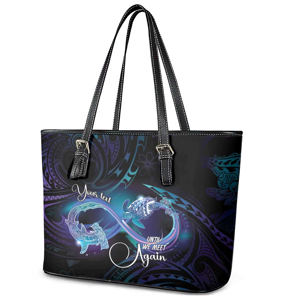 Polynesian Personalized Memorial Leather Tote Bag Oceanic Infinity Symbol - Until We Meet Again - Polynesian Pride