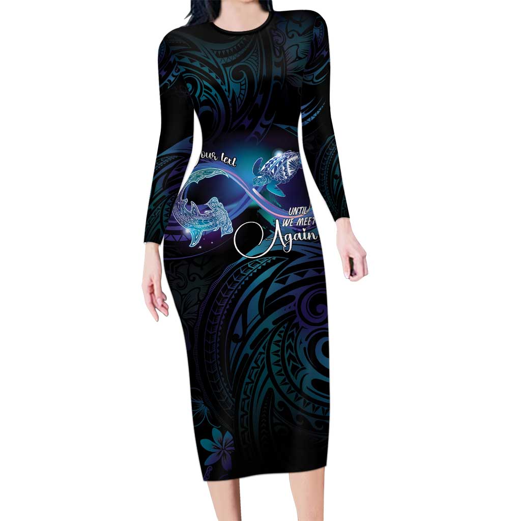 Polynesian Personalized Memorial Long Sleeve Bodycon Dress Oceanic Infinity Symbol - Until We Meet Again - Polynesian Pride