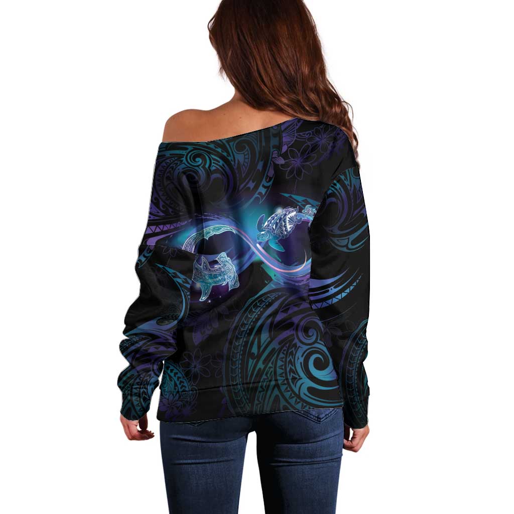 Polynesian Personalized Memorial Off Shoulder Sweater Oceanic Infinity Symbol - Until We Meet Again - Polynesian Pride