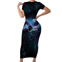 Polynesian Personalized Memorial Short Sleeve Bodycon Dress Oceanic Infinity Symbol - Until We Meet Again - Polynesian Pride